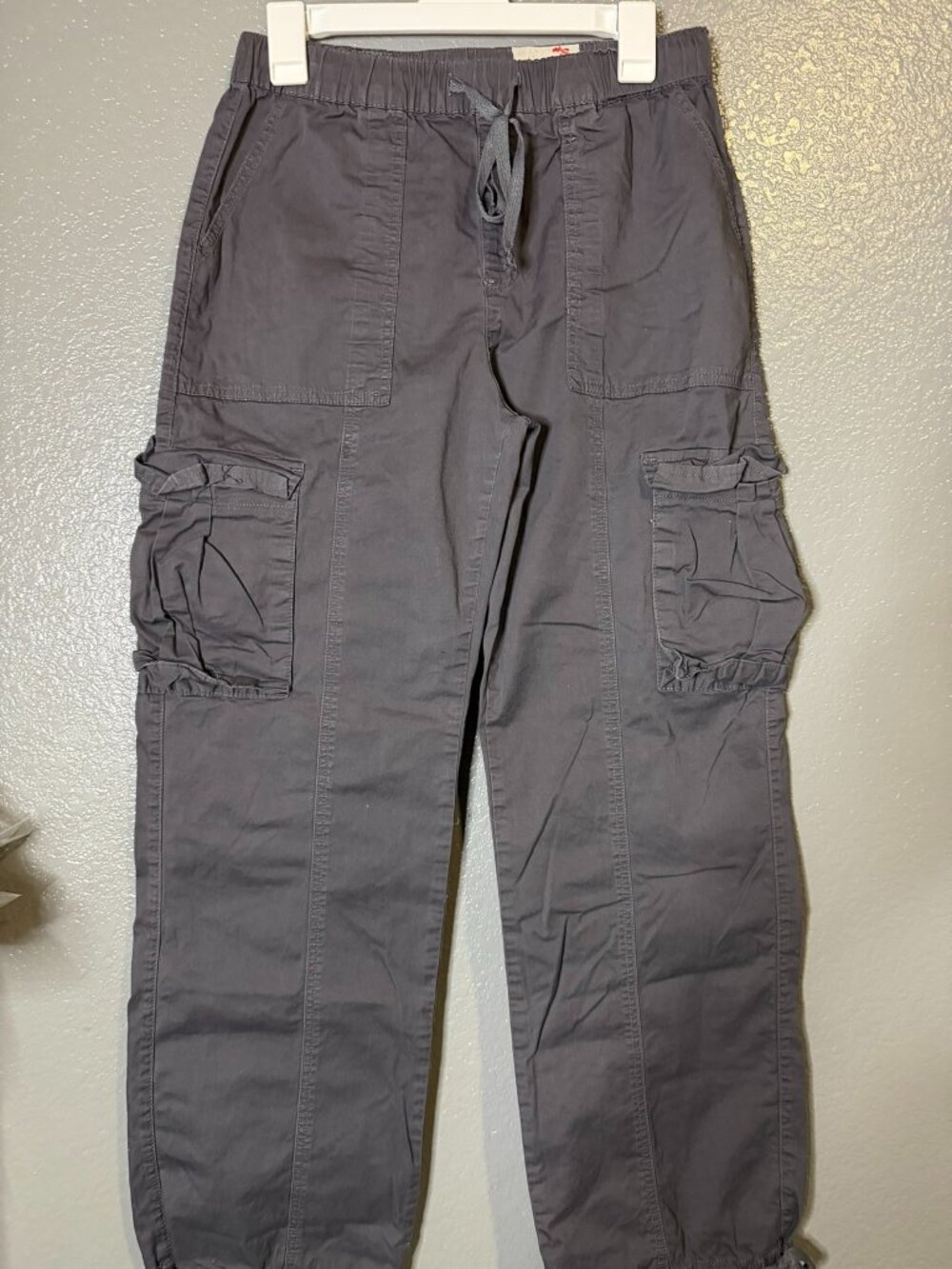 YMI Women’s Small Gray Cargo Pants Utility Drawstring Jogger